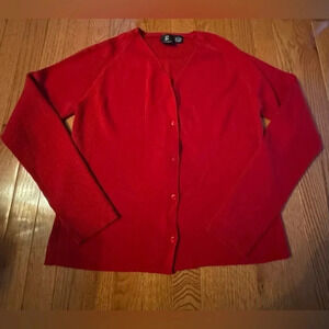 G knitwear women’s red button‎ up sweater cardigan size large work holiday warm